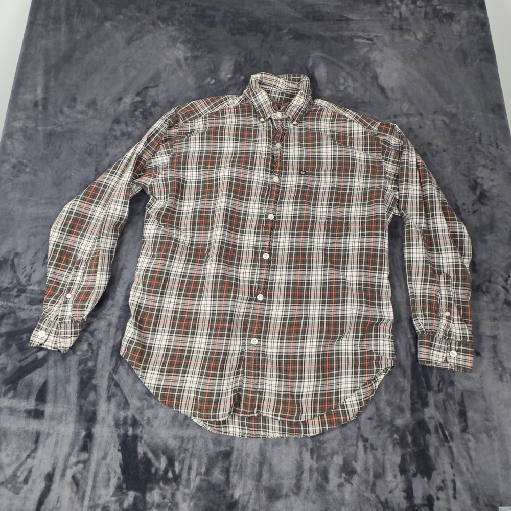 Ralph Lauren Button Down Shirt Mens Medium Olive‎ Green Plaid Long Sleeve Cotton